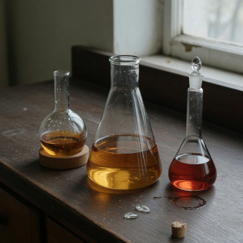 Flasks of amber liquid